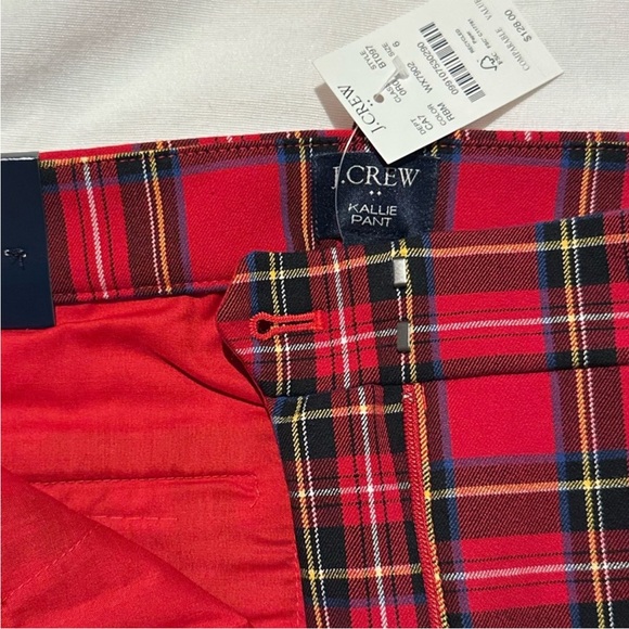 J.Crew Factory Red Plaid Kallie Pant Size 6 NWT - Picture 4 of 6